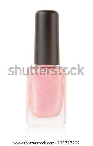 Pink nail polish bottle isolated on white, clipping path included