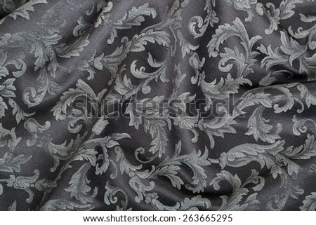 Damask, wavy black tapestry pattern texture background