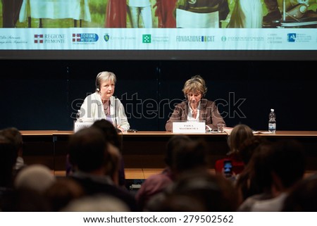 TURIN, ITALY - MAY 17: Writer Catherine Dunne at Salone del Libro, international book fair on May 16 17, 2015 in Turin.