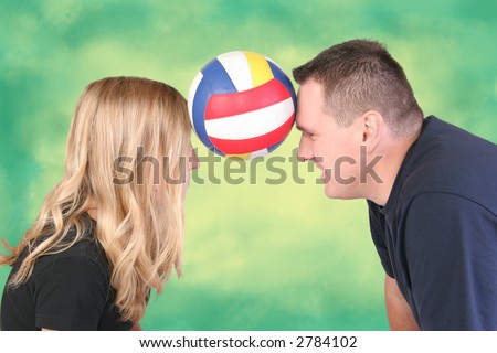 Cartoon Characters Playing Volleyball. makeup girl playing volleyball