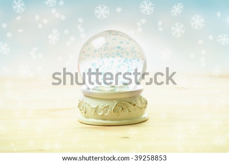 Snow globe with snow flakes, beautiful ornament