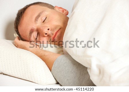 Sleeping man in the morning