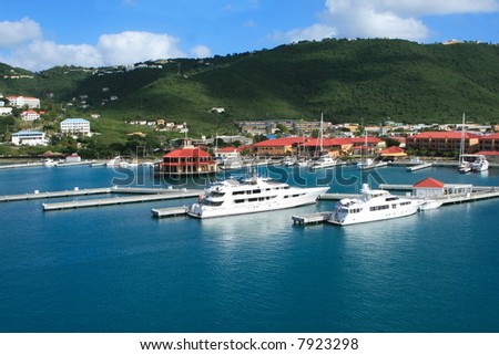Mega yachts docked in St. Thomas US Virgin Islands