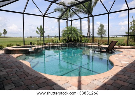 screened in outdoor luxury swimming pool