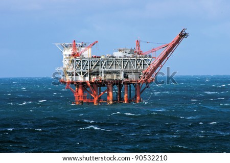 Gulf of Mexico oil drilling rig in stormy seas