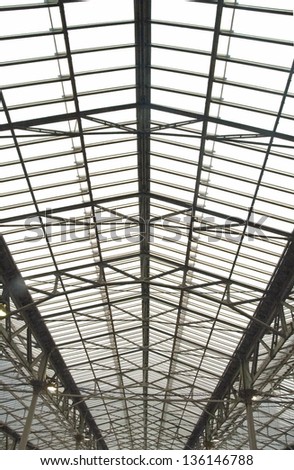The roof Waverly Train Station Edinburgh. Architectural symmetry. Victorian design