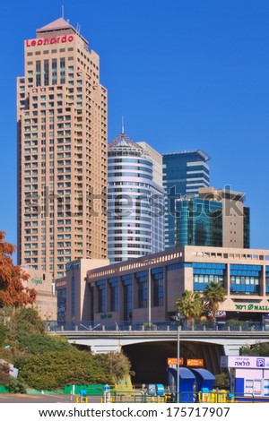 RAMAT GAN,ISRAEL-FEBRUARY 8:Business District on February 8,2014 in Ramat Gan.The city is located east of Tel Aviv.The Israel Diamond Exchange and the Stock Exchange located in the Business District.