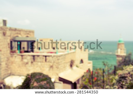 Abstract view of a restaurant in Old city of Jaffa,Israel - Filtered image