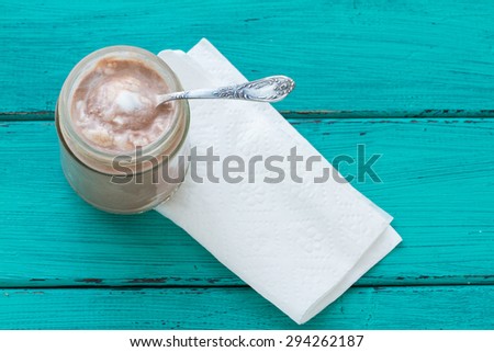 Vanilla and Chocolate ice cream in a glass jar
