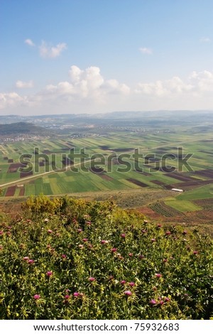 aerial view of Galilee and Jordan valley, Israel