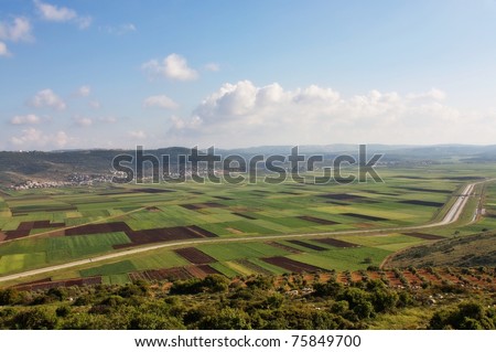 aerial view of Galilee and Jordan valley, Israel