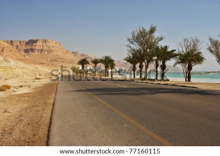 Desert road on the way to the Dead sea hotel area, Israel