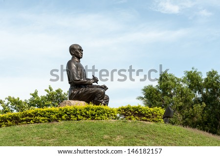 The statue of the poet Sun Ton Pu(famous bard of Thailand) in Rayong Province ,Thailand