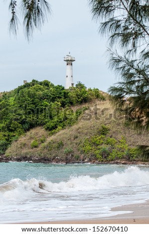 Lighthouse and the waves,thailand