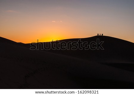 sunset at gobi desert,china