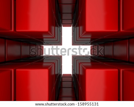 Red corridor perspective - absract background