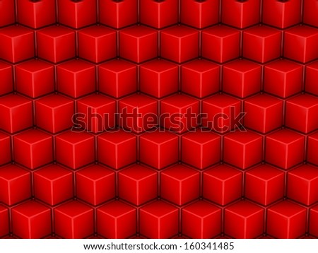 Red cubes wall