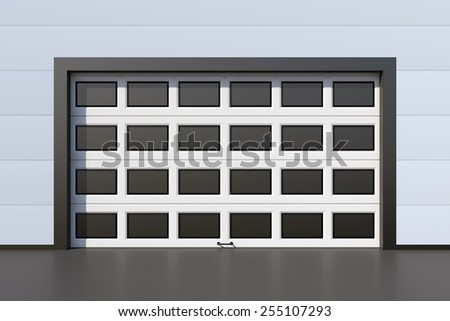 Modern industrial door or garage with windows