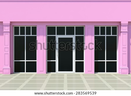 Pink store. Classic shopfront in the sun