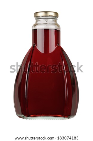 Bottle of red juice isolated on a white background. With clipping path