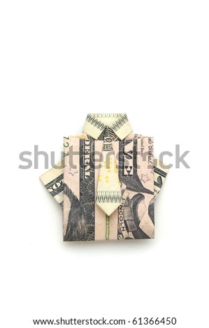 dollar bill origami shirt. stock photo : dollar folded
