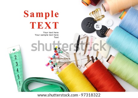 Tailor\'s tools  isolated on white with space for your text