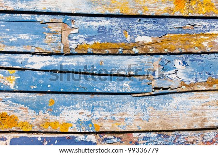 Sun-Bleached Peeling Paint on an Old Wooden Boat