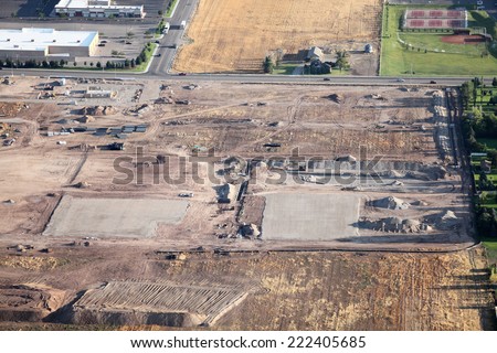 An aerial image of a commercial real estate development under construction