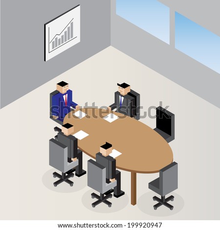 vector of business meeting in meeting room around a table