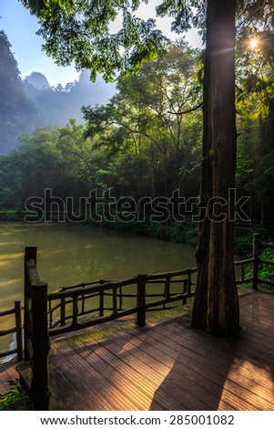 scene of Golden Whip Stream touring line,Zhangjiajie National forest Park in China