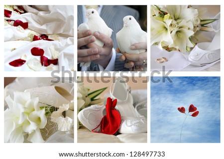 collage of different wedding symbols