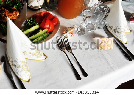 gala reception. table with food and drink