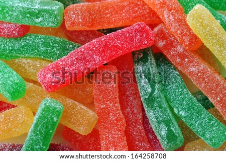 Color  jelly  fruit candies closeup