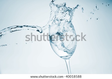 stream of cold water flows in  glass