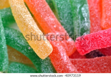 Color jelly  fruit candies closeup