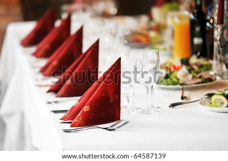 stock photo Wedding reception place ready for guests table with food and 