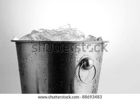 Ice bucket filled with ice cubes