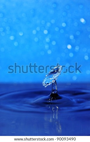 blue swirling water splash isolated on blue  background