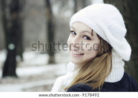 young girls with blue eyes in winter wears