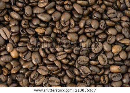 Full frame photo of roasted coffee beans for background
