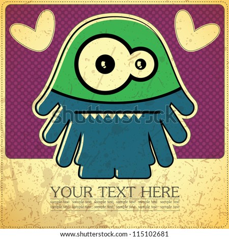Monster on retro background Monster on retro background