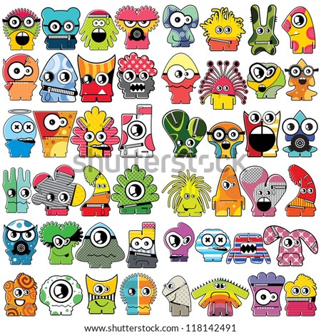 Monsters vector set Monsters vector set