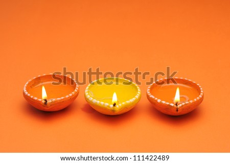 Beautifully Lit Lamps for the Hindu Diwali festival Beautifully Lit Lamps for the Hindu Diwali festival