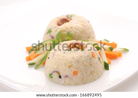Indian Vegetarian Food - breakfast made from shredded wheat. known as rava upma