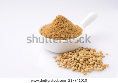 coriander seeds with coriander powder.