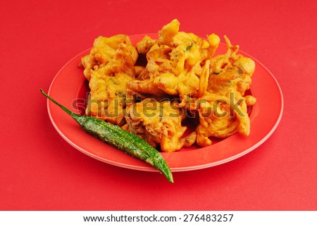 Vegetable Pakora or Onion Bhajis snack of Pakistani & Indian Peoples