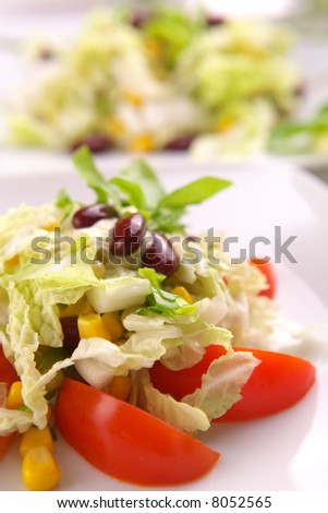 Fresh tomato salad with corn and basil