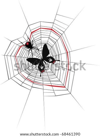 stock-vector-love-web-the-vector-illustration-of-a-butterfly-trapped-in-love-web-of-a-spider-68461390.jpg