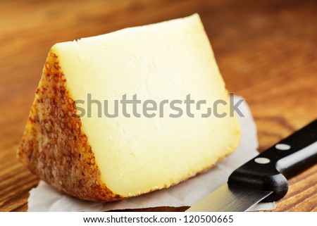 Pecorino di Pienza, typical italian sheep cheese, selective focus