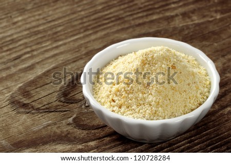 Bread crumbs on a old wooden table